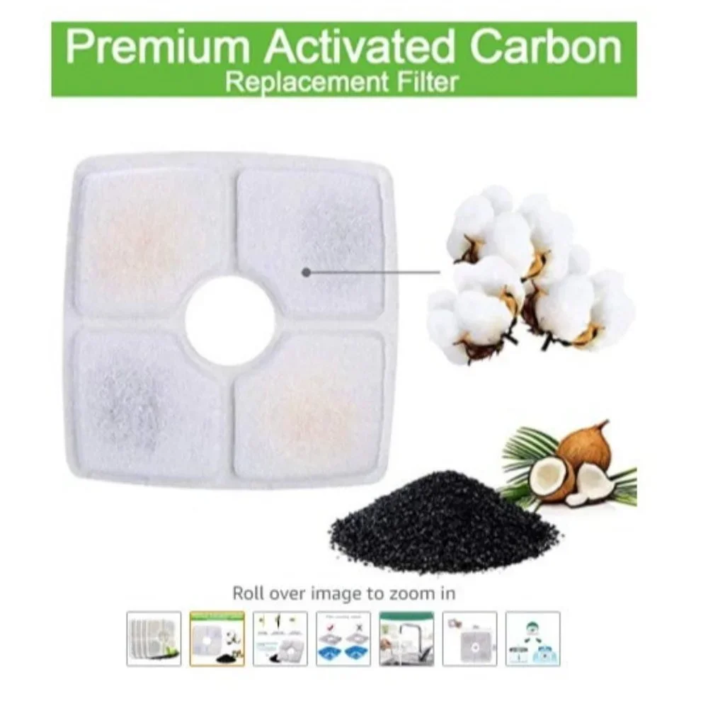 Cat Water Fountain Filter,4 Pieces Square Filter for Fountain,Ion Exchange Resin